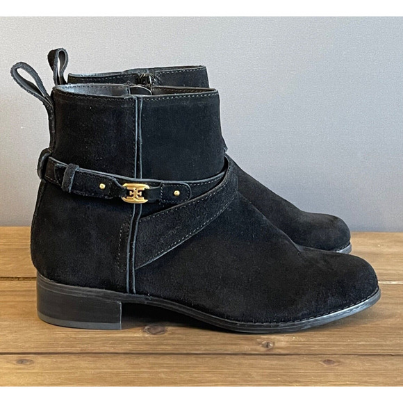 Sam Edelman Girls Kids Blair Black Suede Ankle Boots Size 4 Block Heel NEW - Picture 1 of 14
